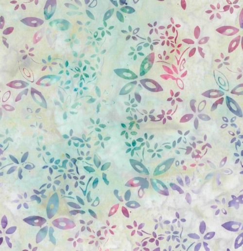 Quilting Patchwork Sewing Batik Pink Grey Green Floral Swirl 50x55cm FQ